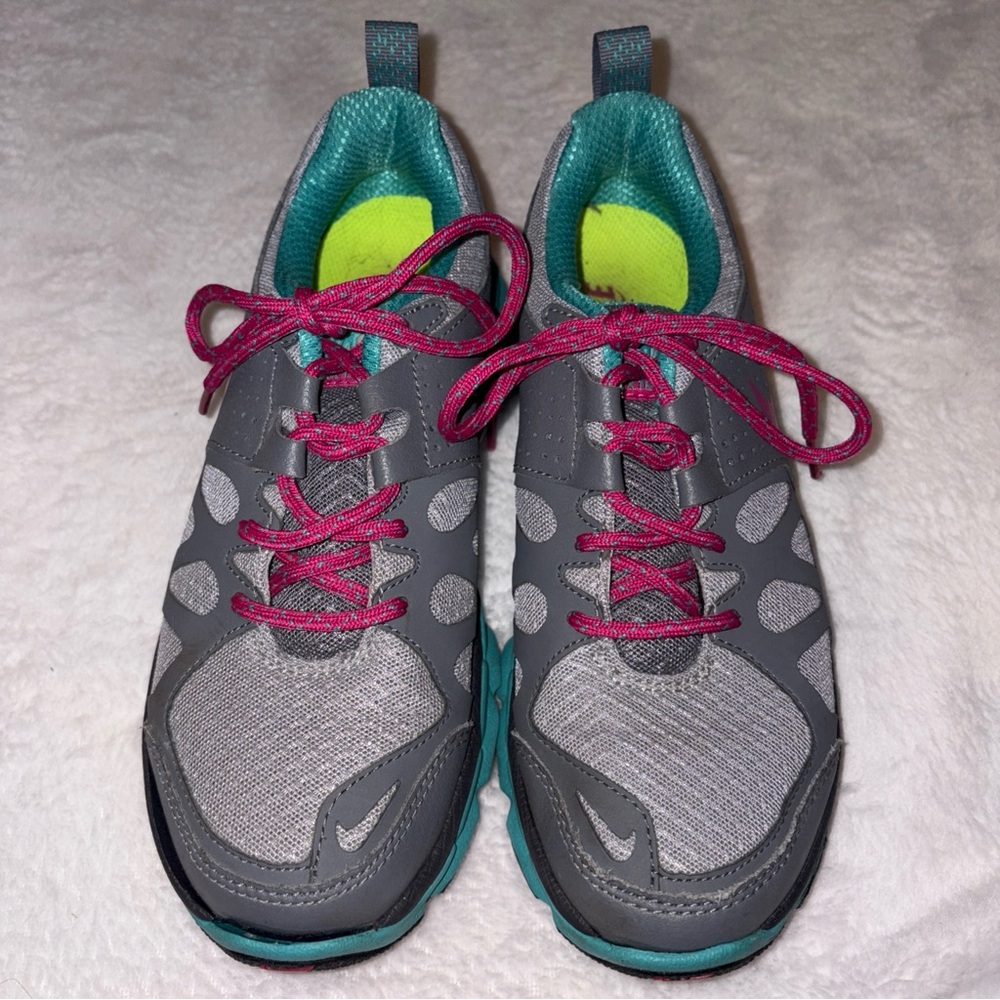 NIke Flex Trail Women's Gray Turquoise Shoes Size 6 #537696-009 Running